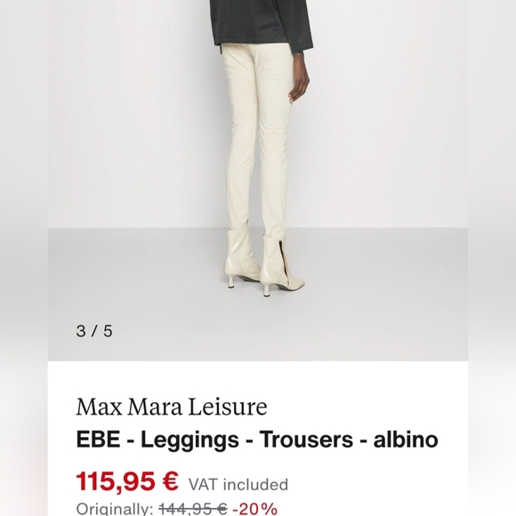 MaxMara Luxe Women's Leisure Trausers Skinny Side Zip Cream Zip Leg Small - Picture 8 of 14